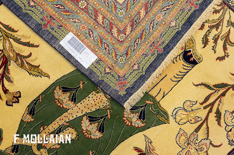 فرش تصویری آنتیک ایرانی گل ابریشم کاشان کد:۵۵۵۴۷۸۶۳
